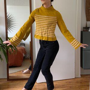 Yellow Striped Bell Sleeve Turtleneck Sweater from Anthropologie